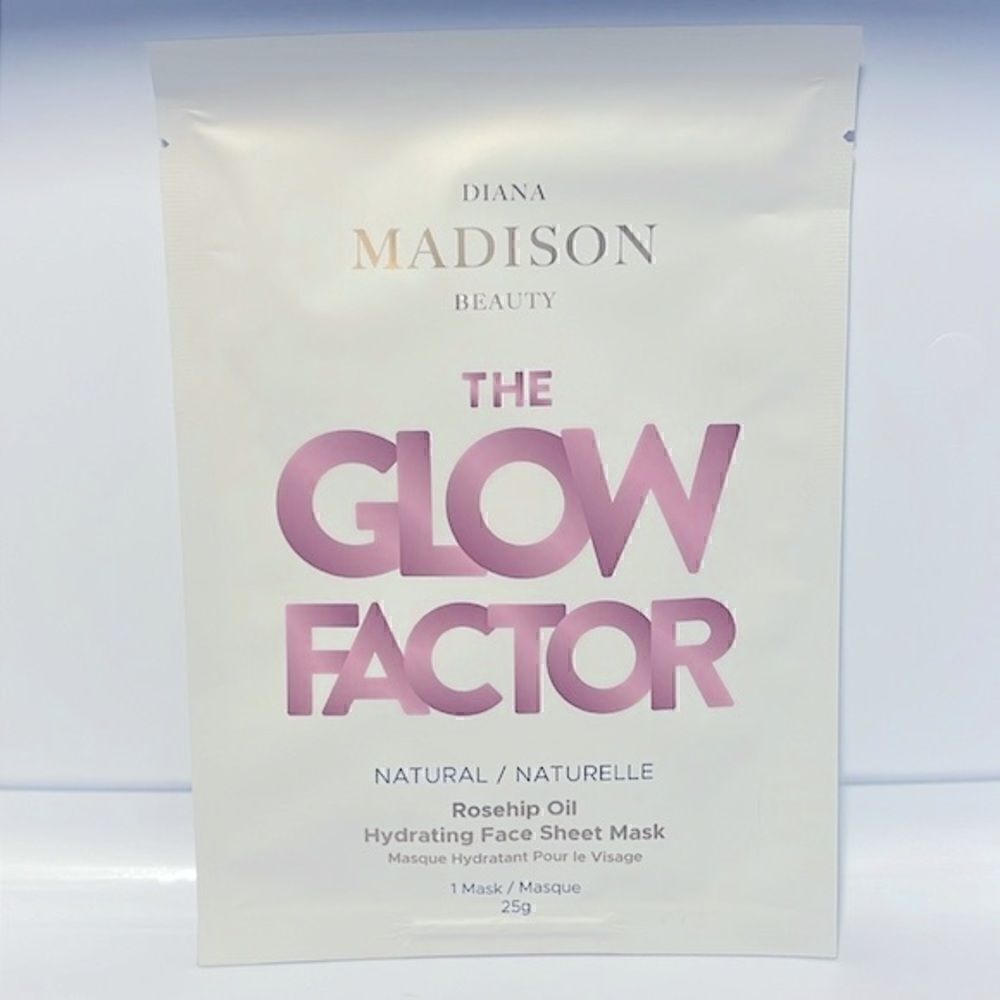 $6🌟 Diana Madison Beauty The Glow Factor Rose Hip Oil Hydrating Face Sheet Mask